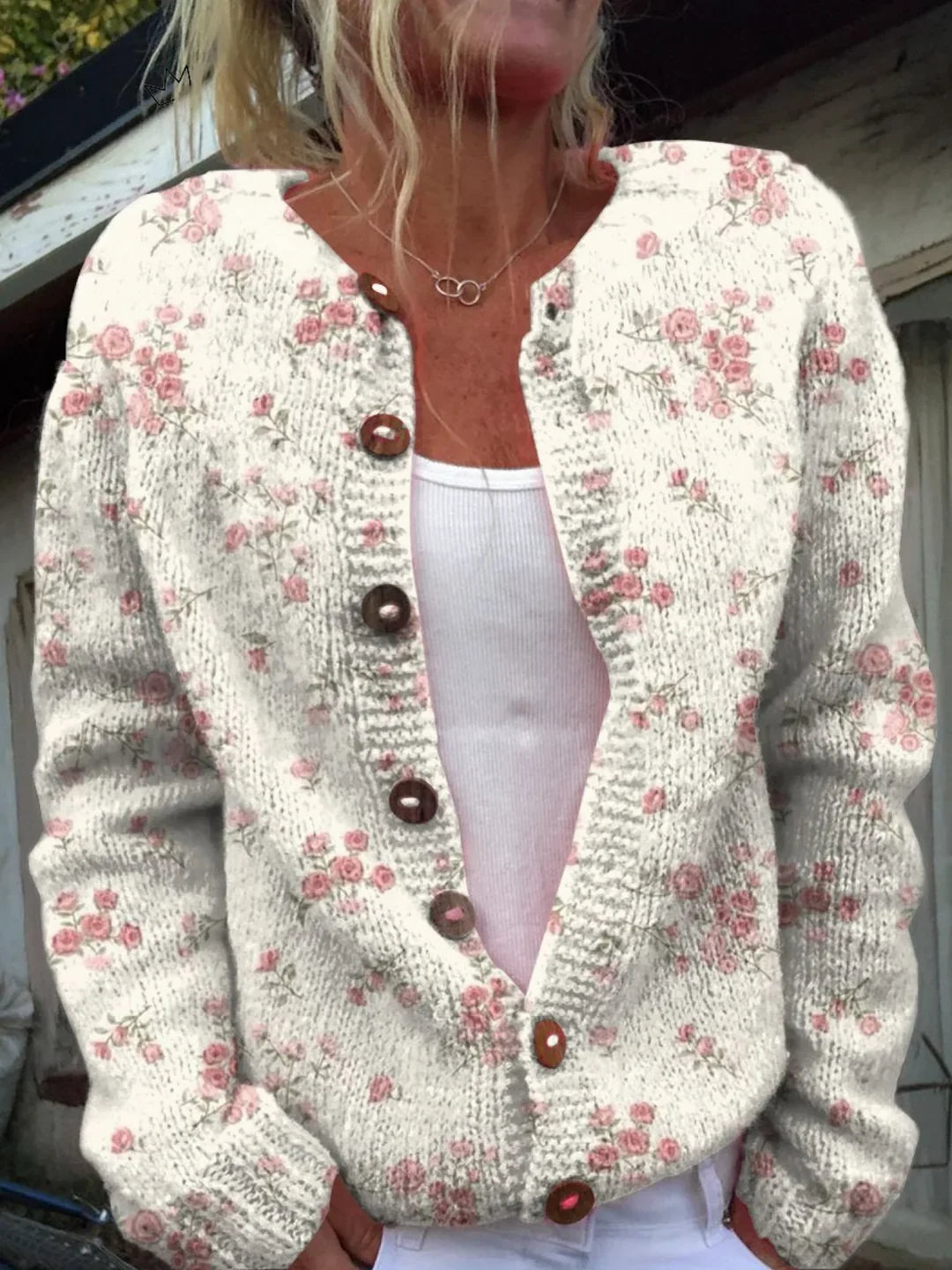 Evanthea™ | Vintage Floral Knit Cardigan Sweater.