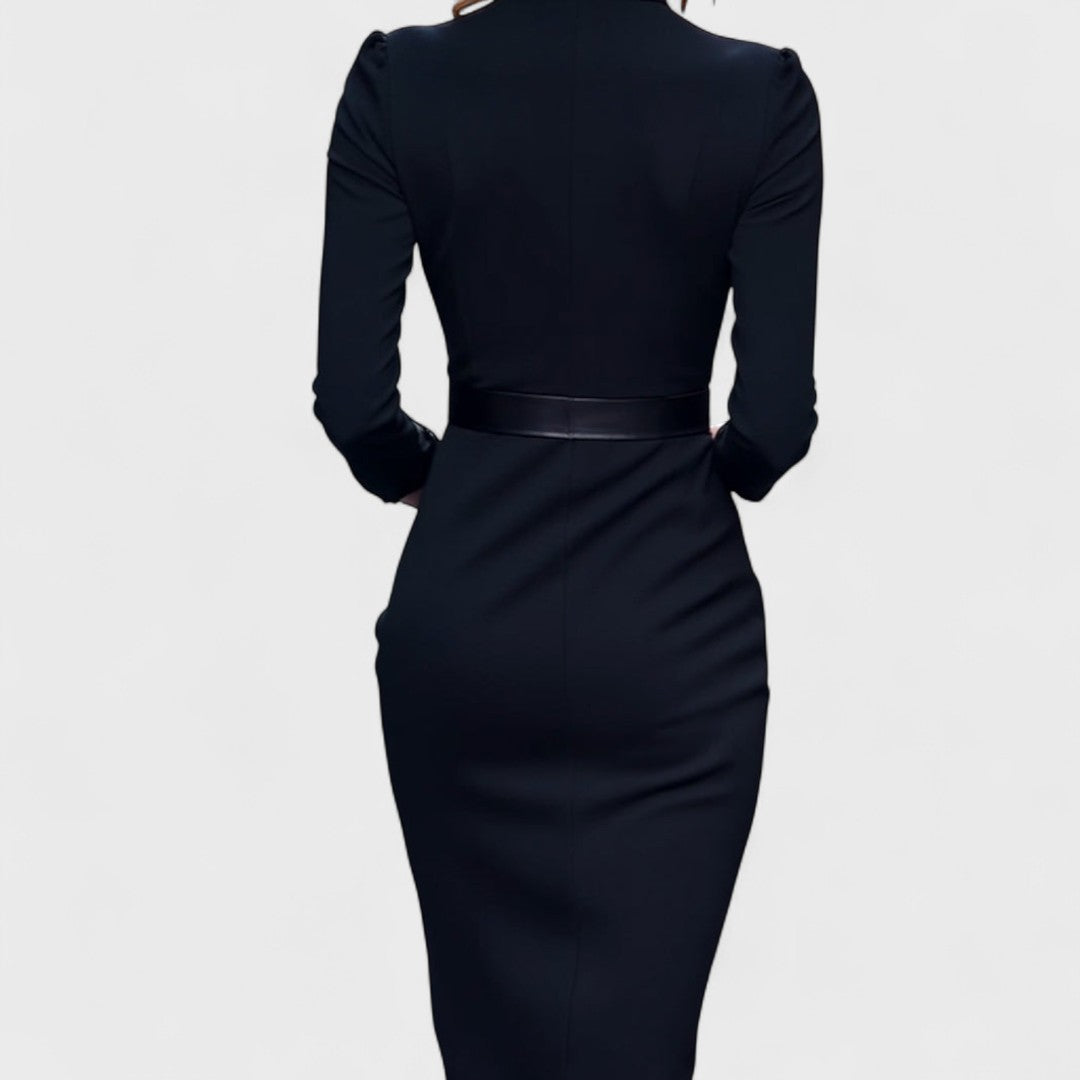 Lunori™ | Mandarin Luxe – Belted Maxi Dress