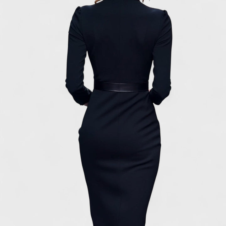 Lunori™ | Mandarin Luxe – Belted Maxi Dress