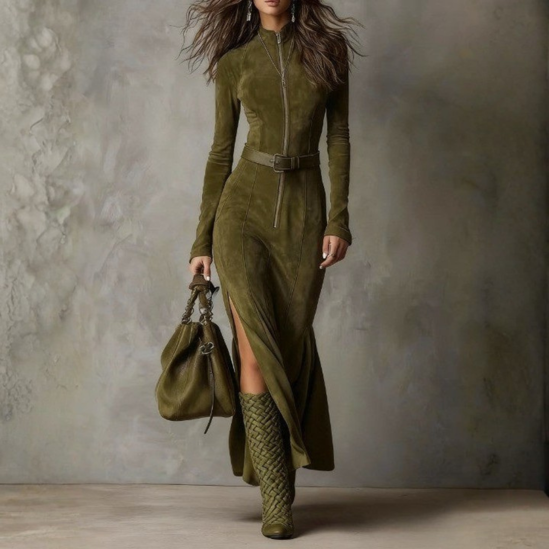 Lunori™ Alessia Long Suede Dress