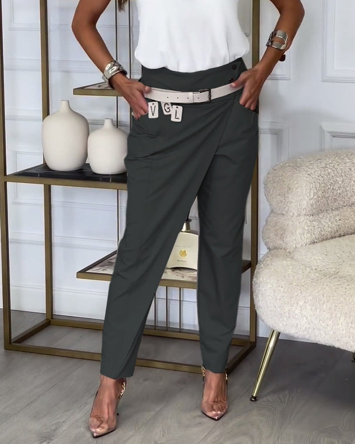Cora - Patchwork Trousers With Belt