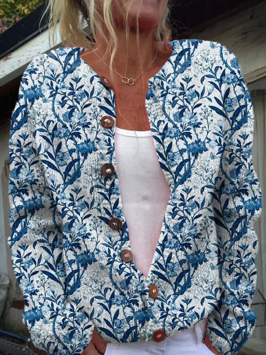 Tiverly™ | Vintage Floral Button-Front Cardigan.