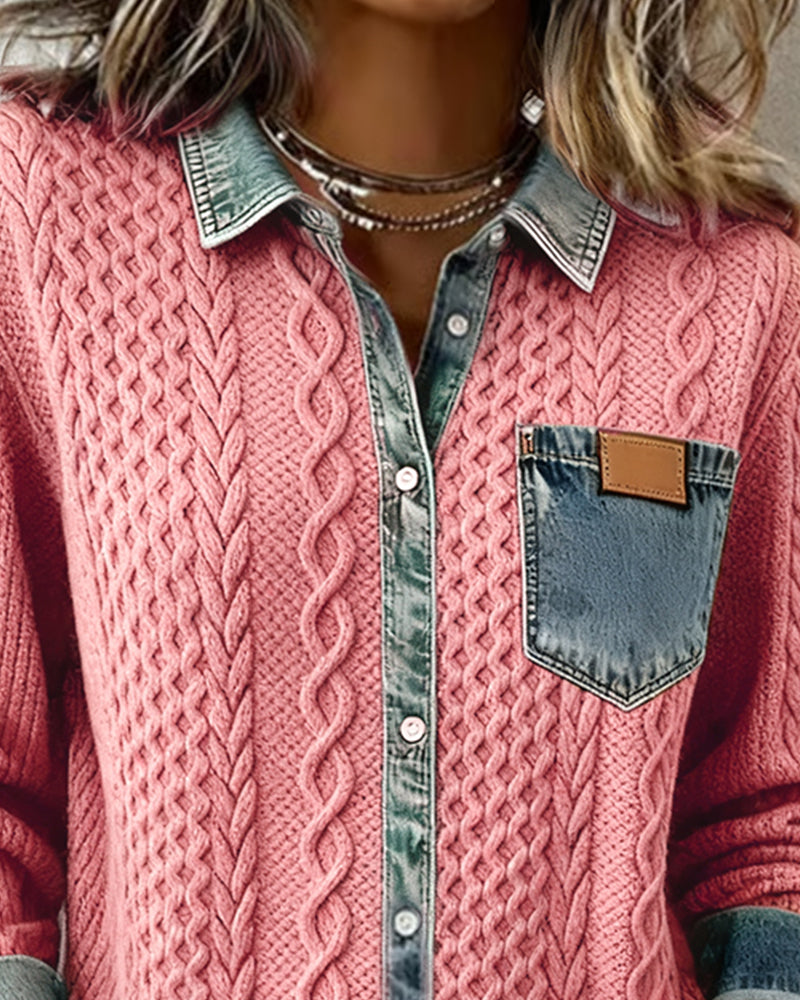 Juliane | Blush Knit Denim Sweater