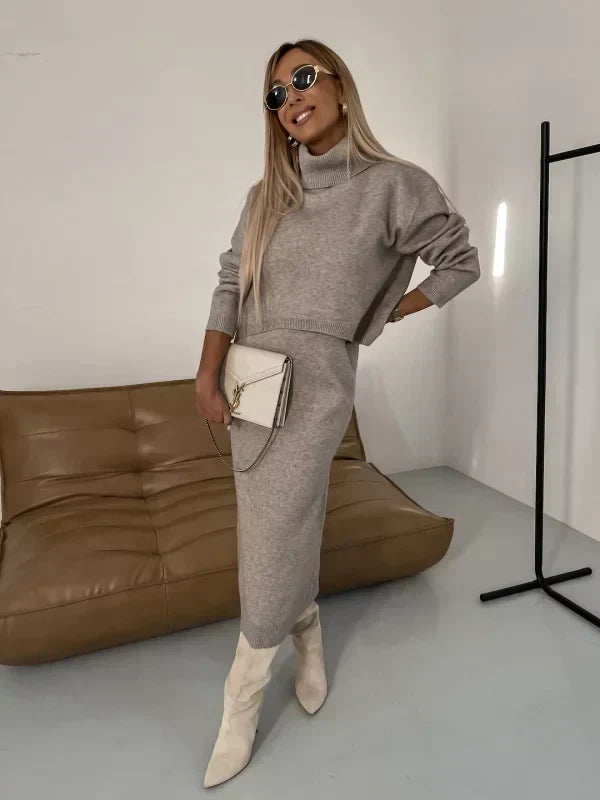 MALIN - COMFORTABLE KNITTED POLO DRESS SET