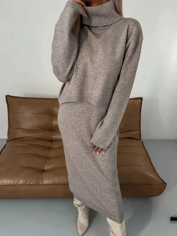 MALIN - COMFORTABLE KNITTED POLO DRESS SET