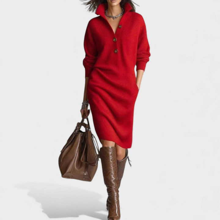 Nancy | Elegant Winter Dress with Buttons