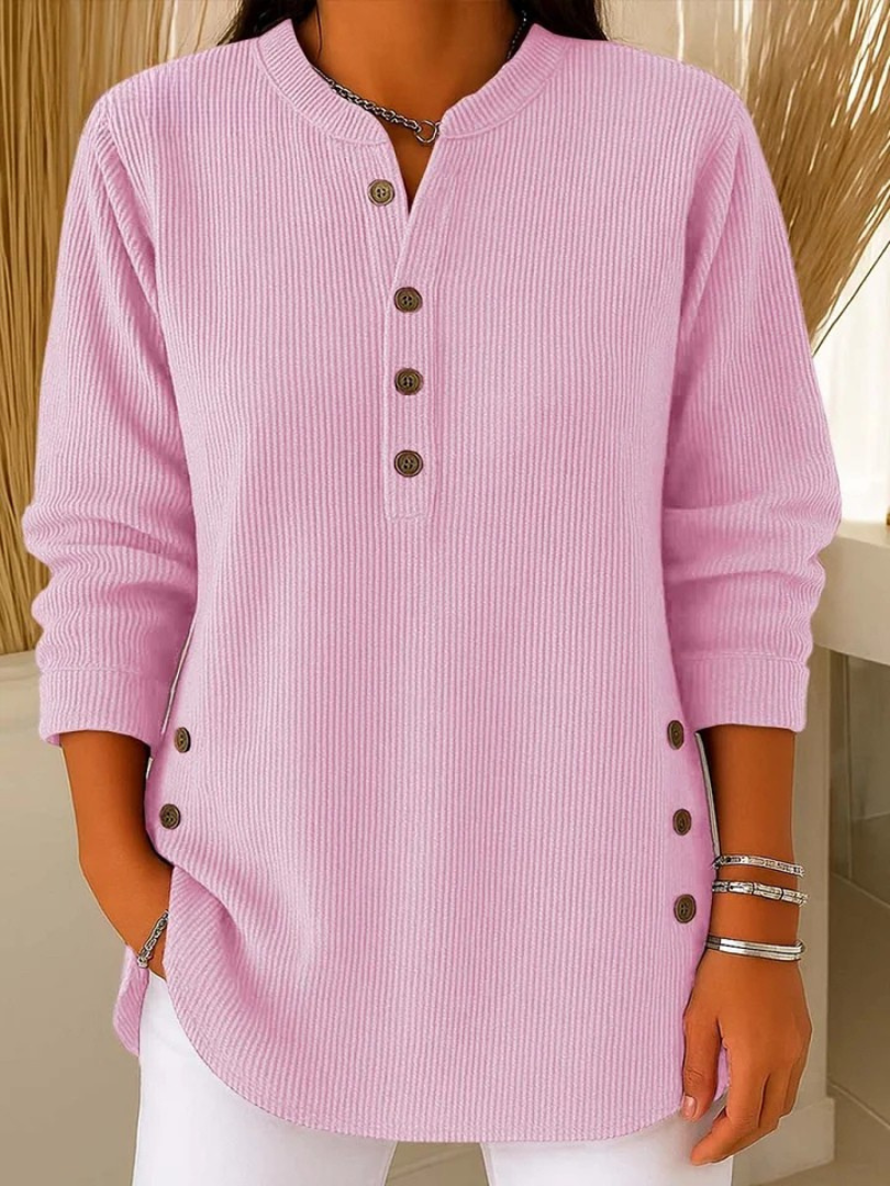 Eden | Blush Henley Tunic with Button-Up Detail