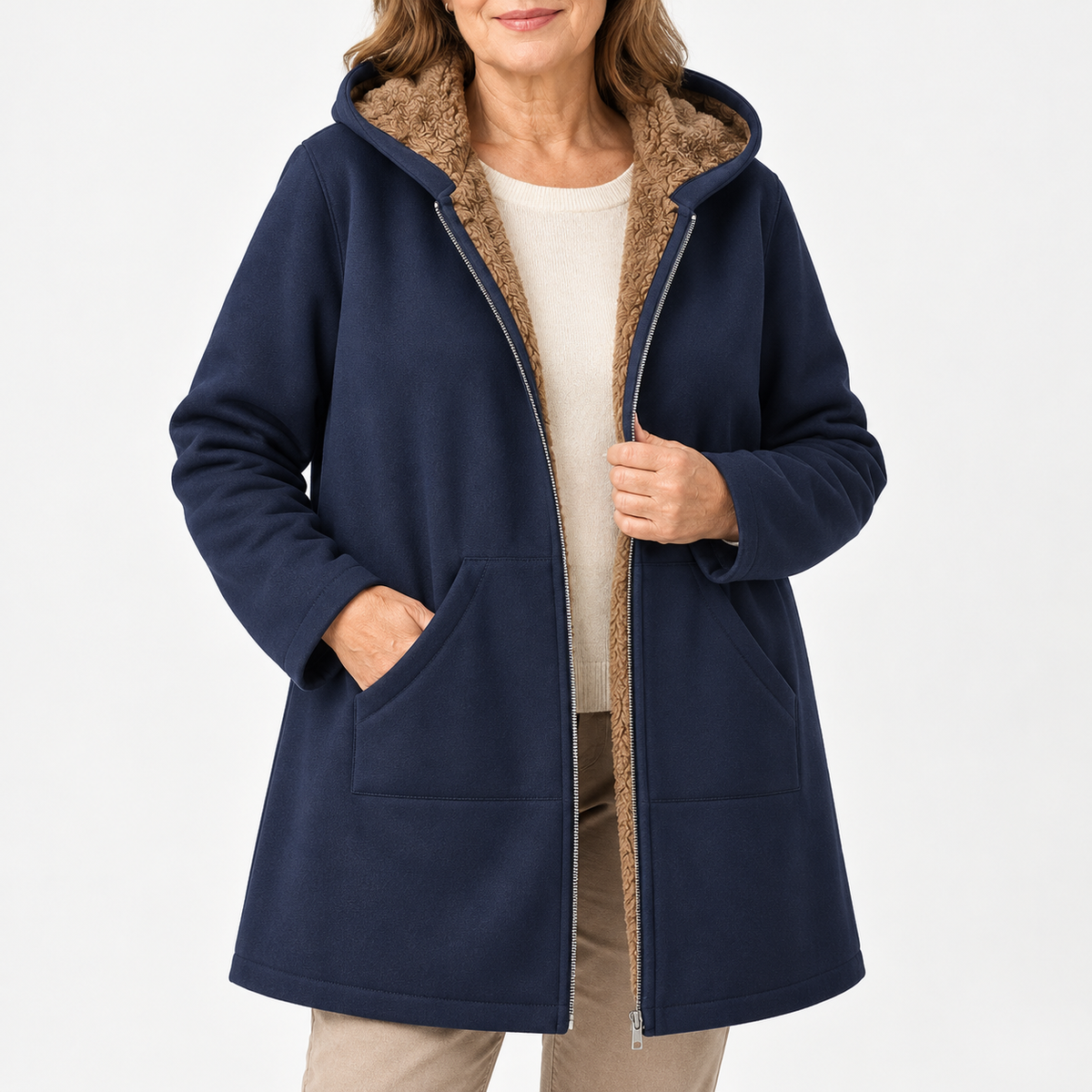 Lyra | Cozy Sherpa-Lined Hooded Coat