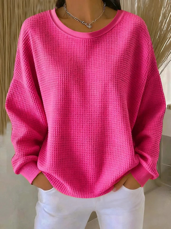 Elora | Cozy Textured Pink Knit Sweater