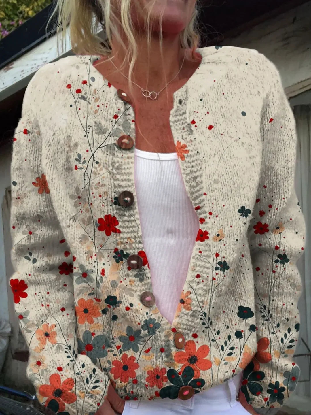 Sabrina™ | Vintage Floral Knit Cardigan.