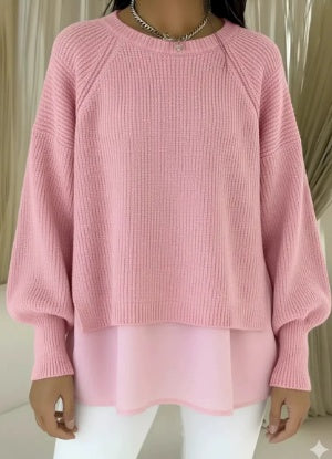 Adelyn | Multi-Layered Pink Knit Sweater