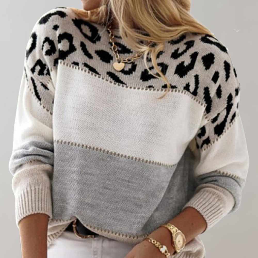Maeve Noir | Leopard Print Casual Sweater
