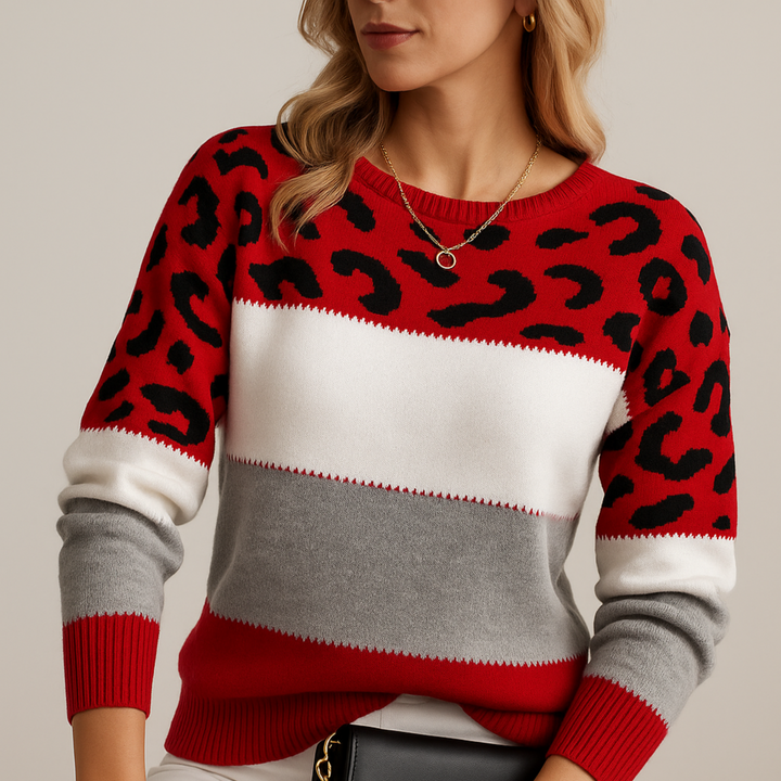 Maeve Noir | Leopard Print Casual Sweater