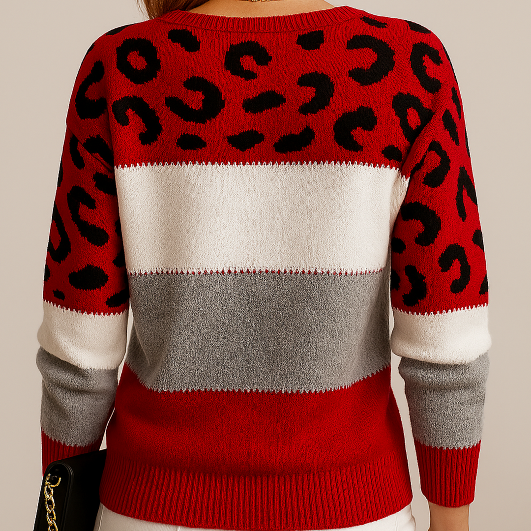 Maeve Noir | Leopard Print Casual Sweater