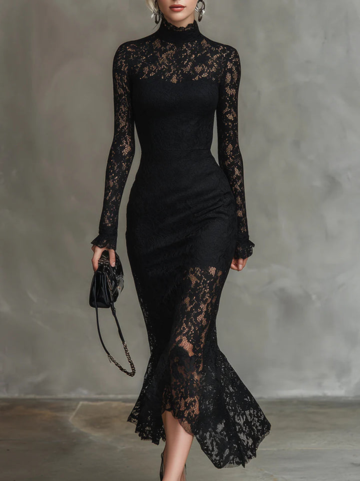 Veronika | Black lace maxi dress