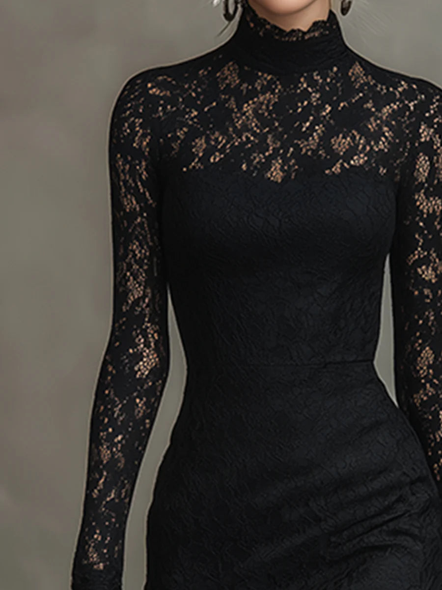 Veronika | Black lace maxi dress