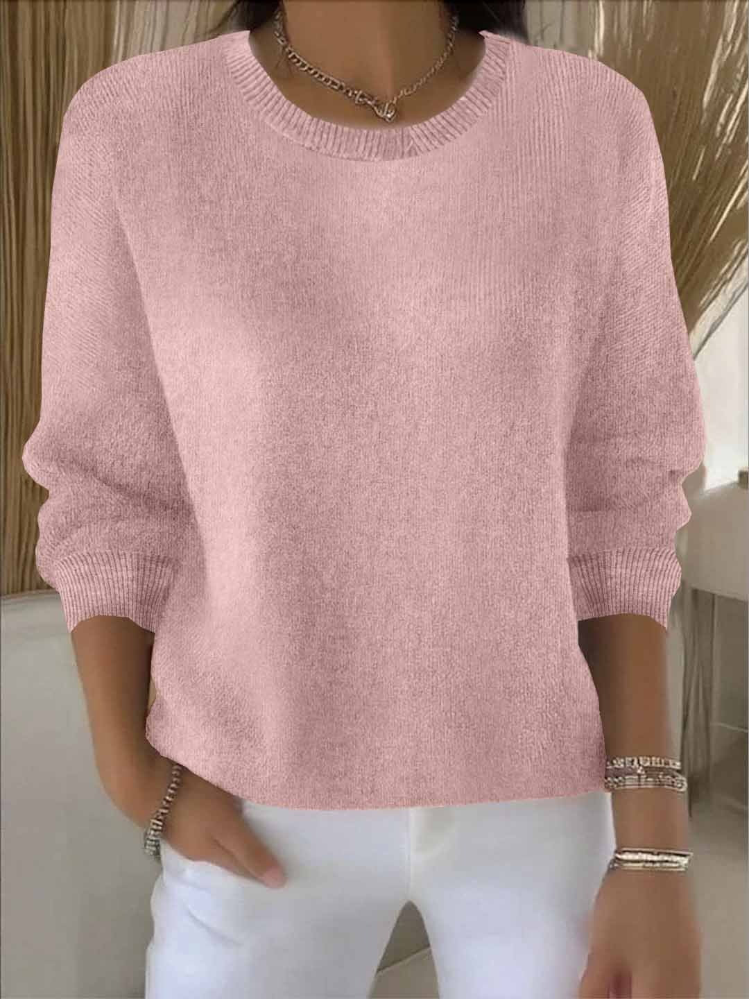Talia | Cozy Soft Pink Knit Pullover