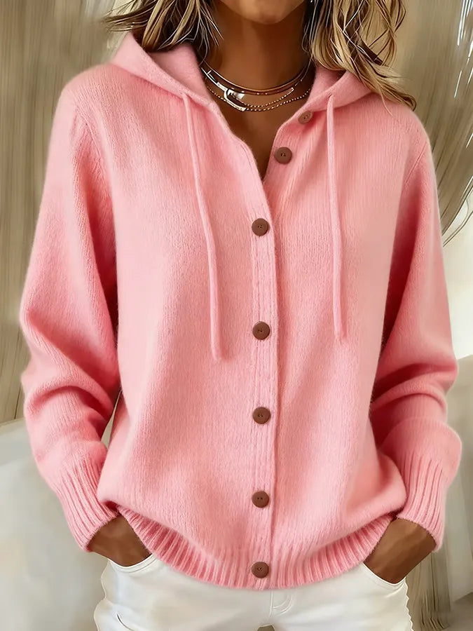 Mellanie | Cozy Soft Pink Button-Up Cardigan