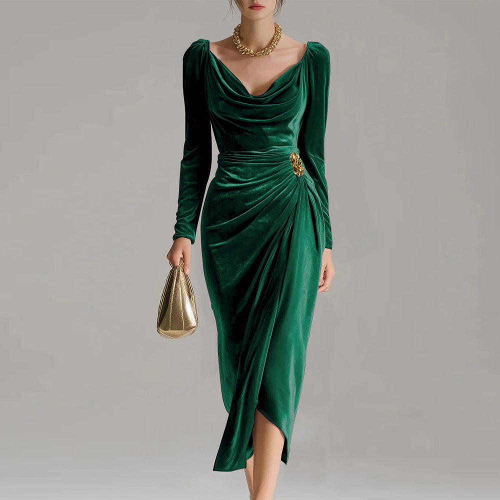 Lunori™ Sylvana Velvet Midi Dress