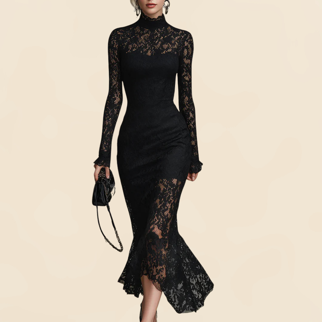 Veronika | Black lace maxi dress