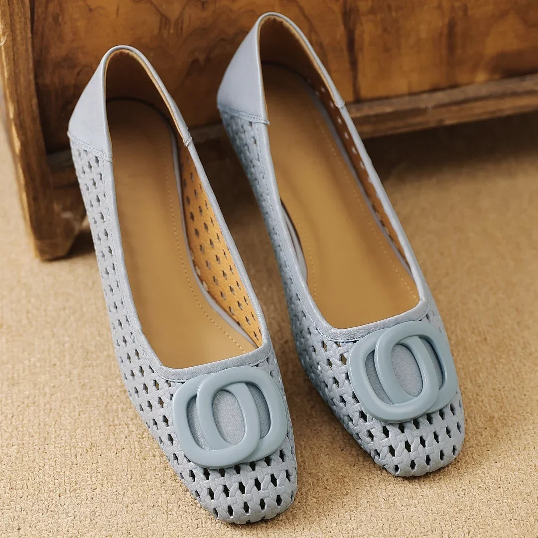 Opium Woven™ | Leather Square-Toe Flats