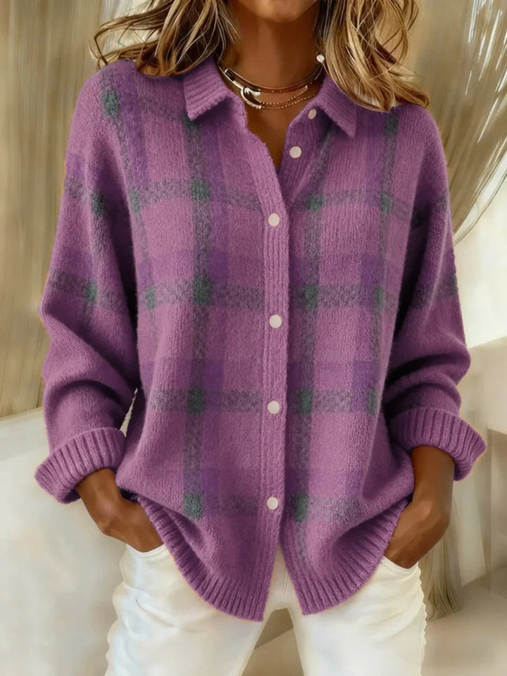 Anna Soft Check Knit Cardigan