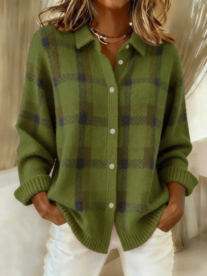 Anna Soft Check Knit Cardigan