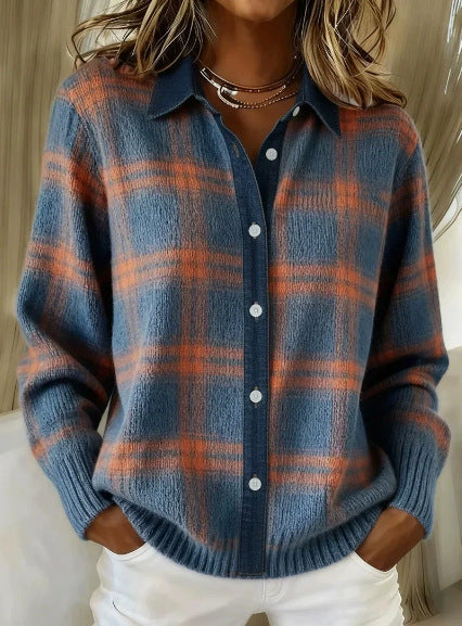 Anna Soft Check Knit Cardigan