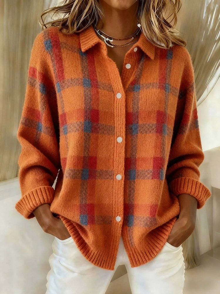 Anna Soft Check Knit Cardigan