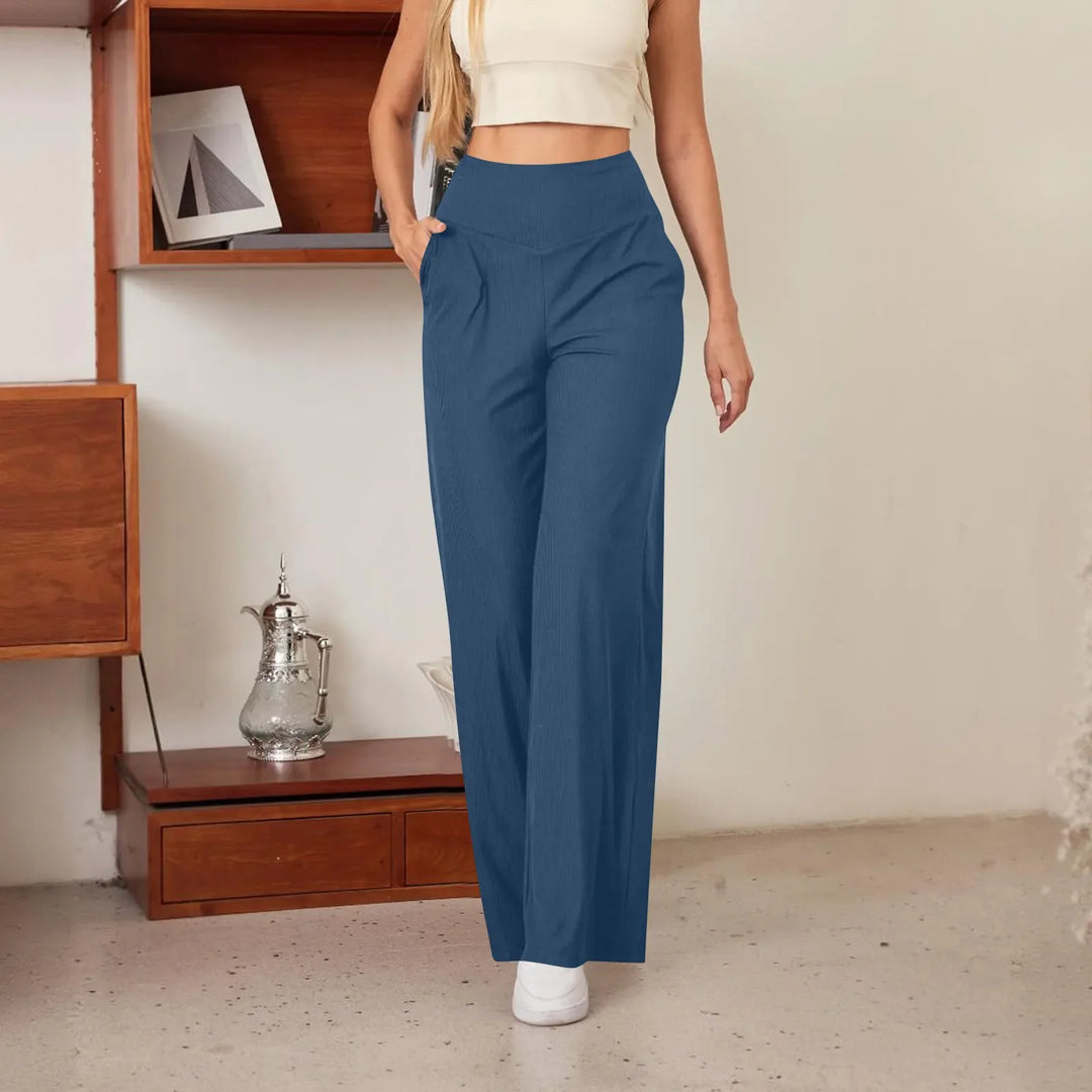 Alica | High Waisted Straight Leg Trousers