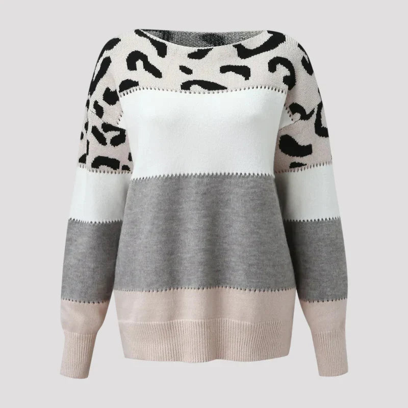 Maeve Noir | Leopard Print Casual Sweater