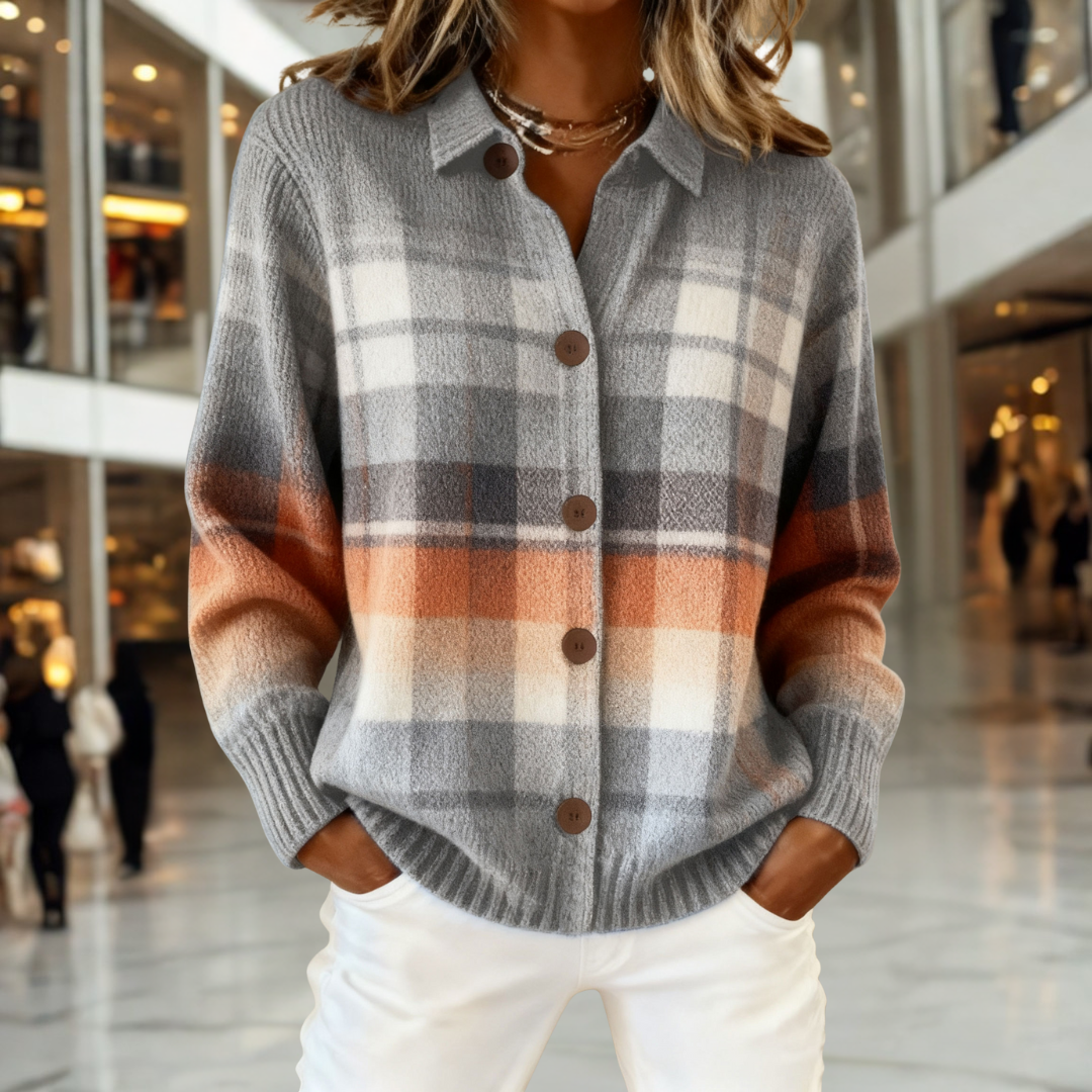 Fiona - Retro Plaid Cardigan