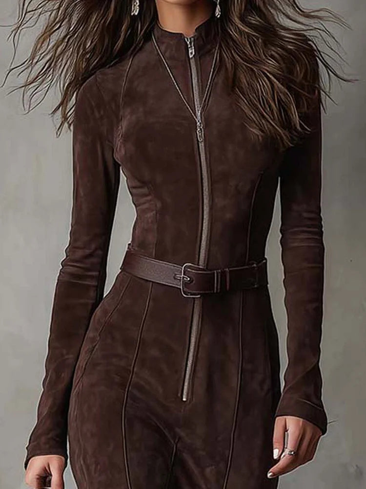 Lunori™ Alessia Long Suede Dress