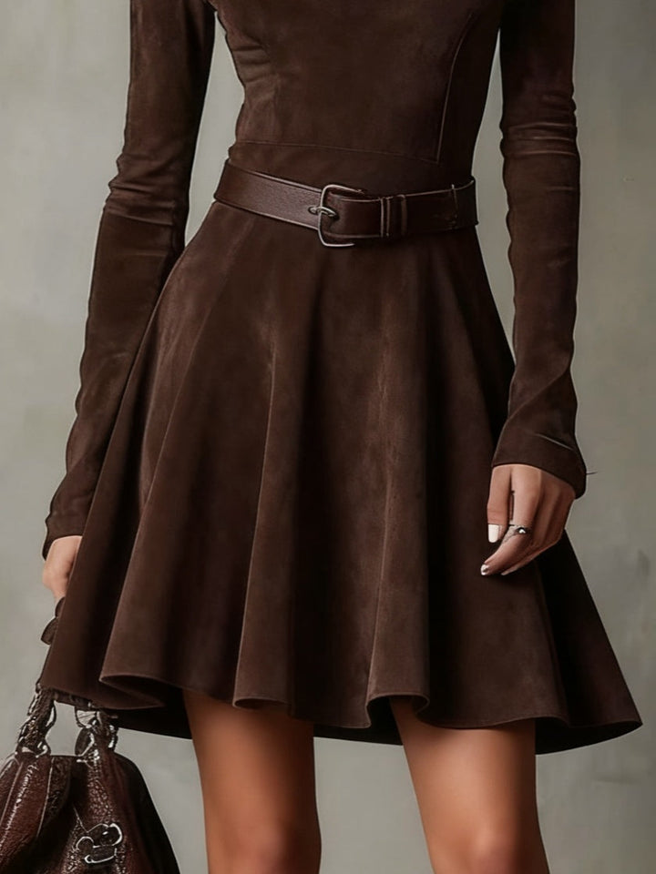 Lunori™ Meredith | Retro Suede Mini Dress