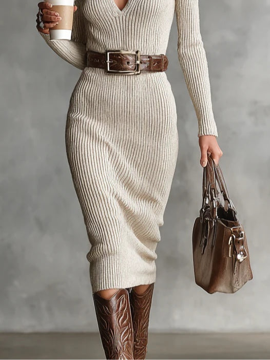 Lunori™ Valériea | Elegant Fitted Midi Dress