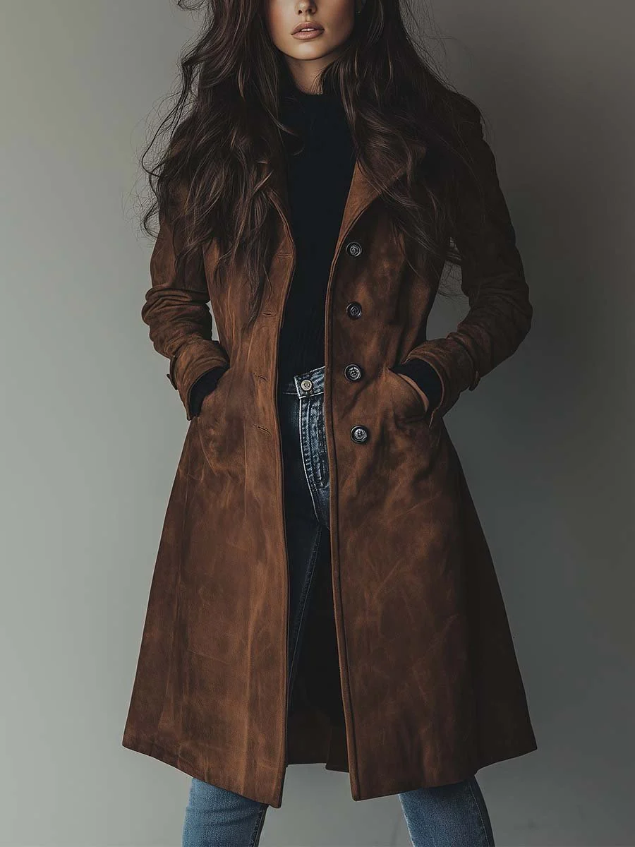 Maeve | Vintage Suede Trench Coat