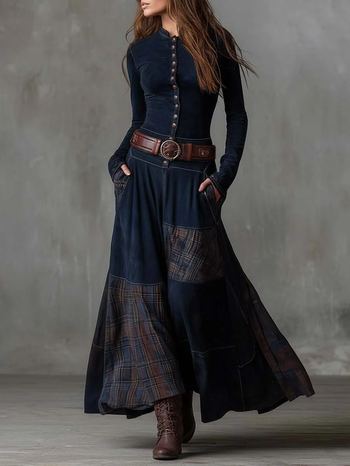 Lunori™ Michelle Suede Long Maxi Dress