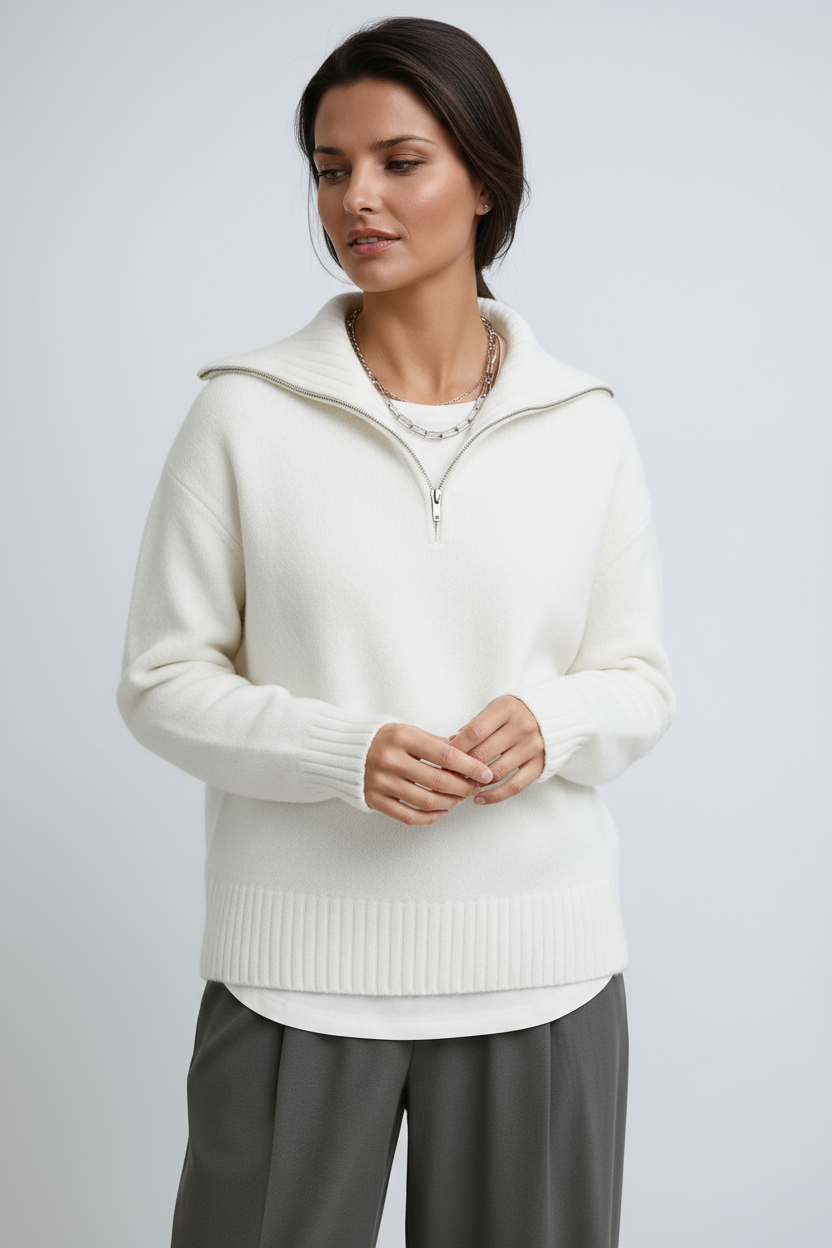 Zip-up turtleneck & Knitted