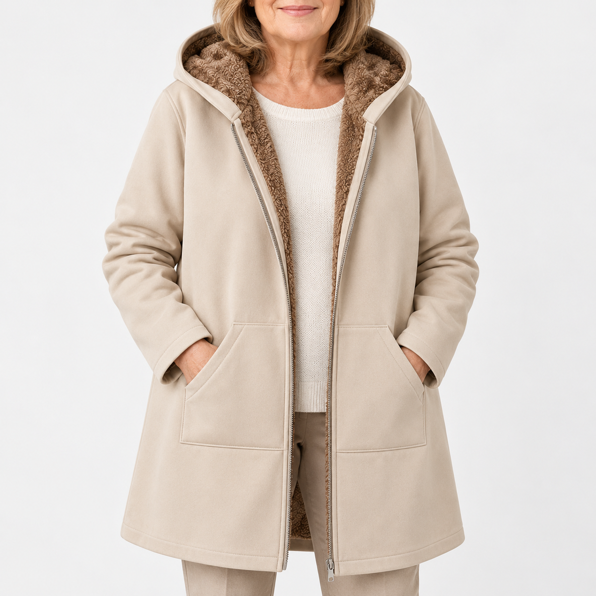 Lyra | Cozy Sherpa-Lined Hooded Coat