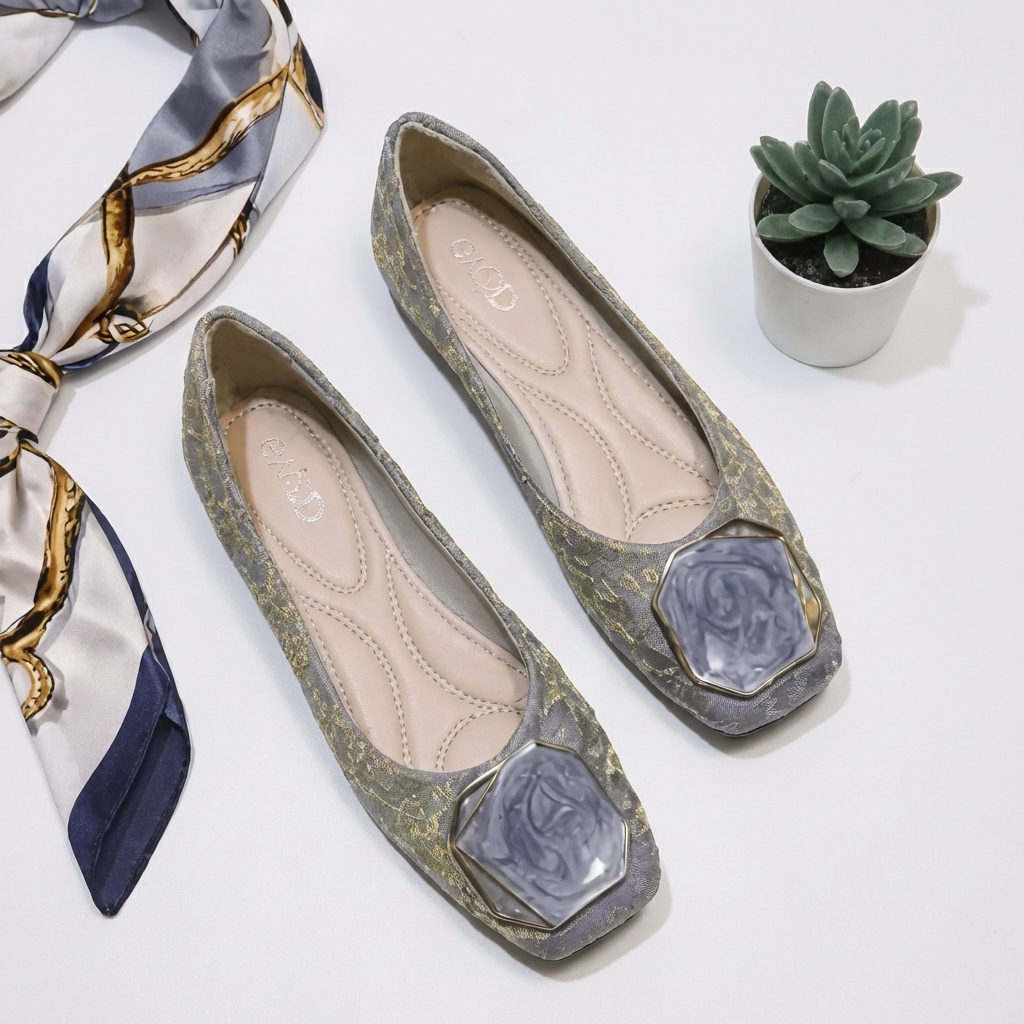 Liora™ | Mesh Square-Toe Ballet Flats
